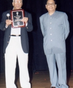 Mr L Rajagopal, with his appreciation plaque
