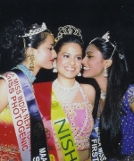 Nisha Mirchandani, being congratulated by Pooja Kondabolu (First Runner Up) & Anusha Kambhampaty (Second Runner Up)