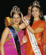 Trina Chakravarty, being crowned by the outgoing queen Reshoo Pande